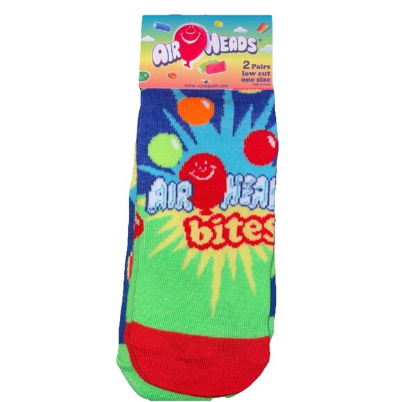 Air Heads Bites Candy Crew Socks One Size Fit Most 2 Pairs Low Cut Crazy Funny - Picture 1 of 4